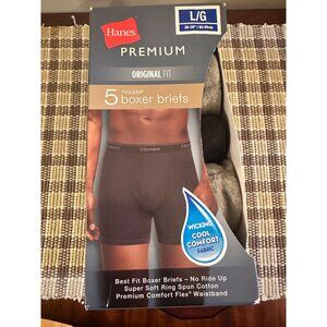 Hanes Premium Original Fit L/G Boxer Briefs 5-Pack Tagless Super Soft Cotton